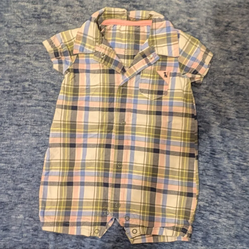 Carter's 6M Plaid Kids Romper Set